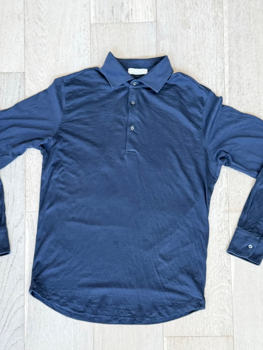 Luca Faloni Blue Long Sleeve Polo Shirt Large Made in Italy - Picture 5 of 7